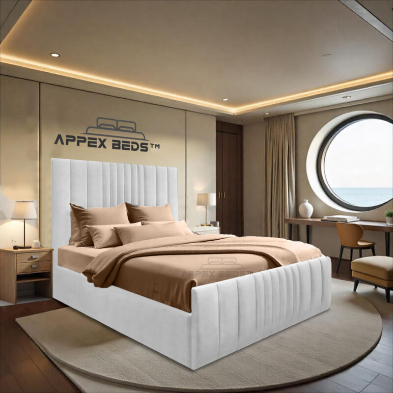 Luxury Double Ottoman Storage Bed with Vertical Lined Headboard & Footboard – Appex Beds UK