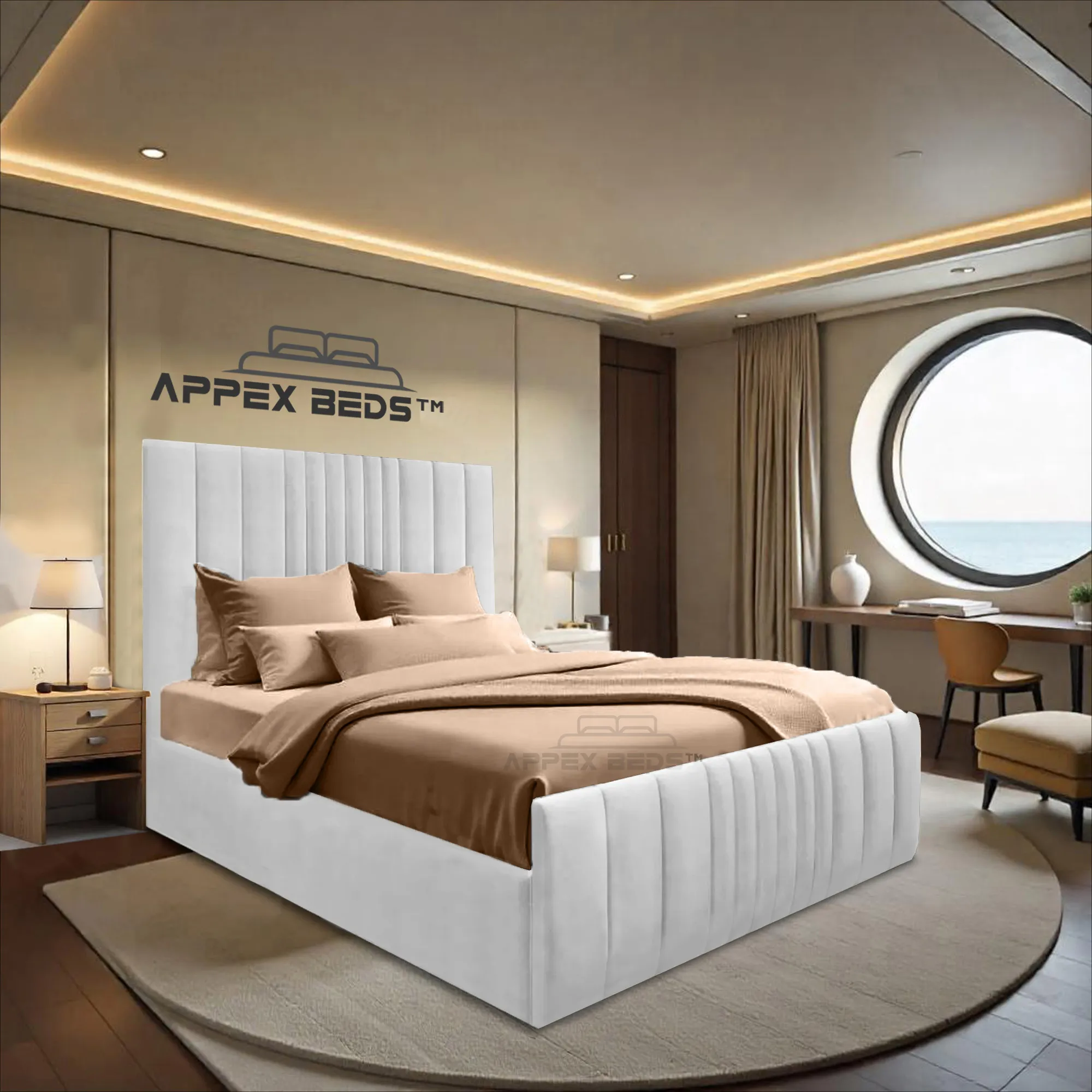 Luxury Double Ottoman Storage Bed with Vertical Lined Headboard & Footboard – Appex Beds UK