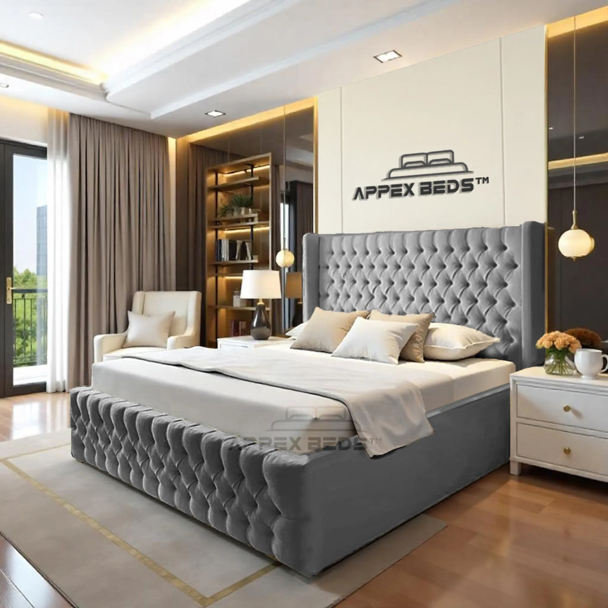 wingback bed frame