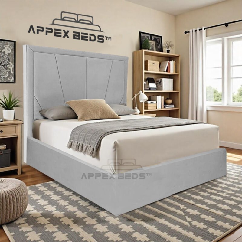Luxury Grey Upholstered Bed Frame with Storage