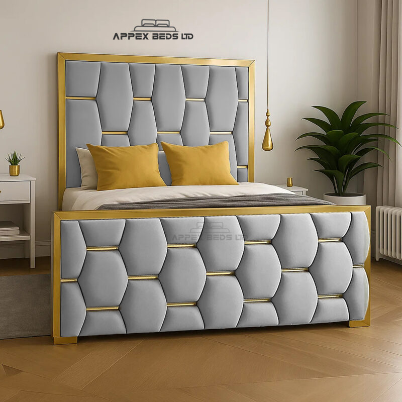 Hexagon Upholstered Bed with Mattress