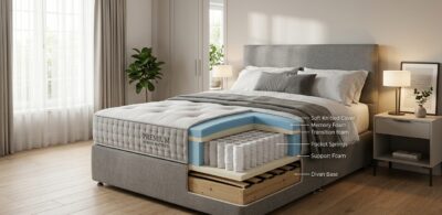 best divan base for memory foam hybrid and pocket sprung mattress showing even support and mattress compatibility UK