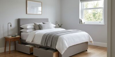 Best divan storage bed under £400 in the UK with drawers and modern bedroom styling