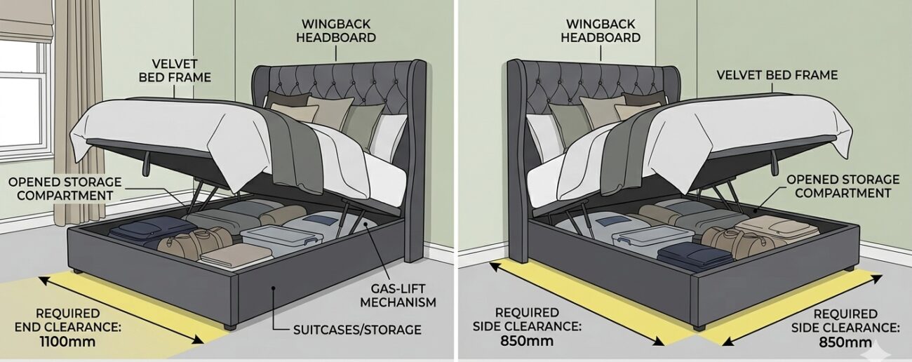 ottoman bed end opening vs side opening explained UK