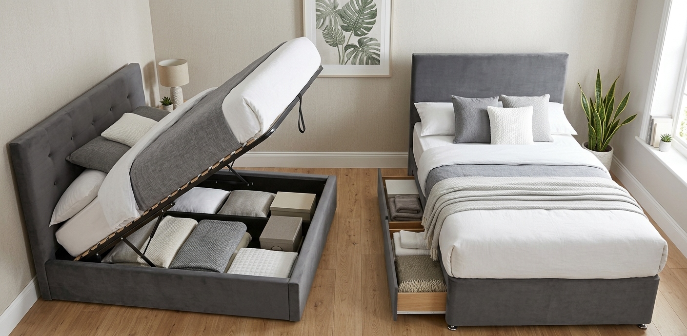ottoman bed vs divan bed storage comparison UK