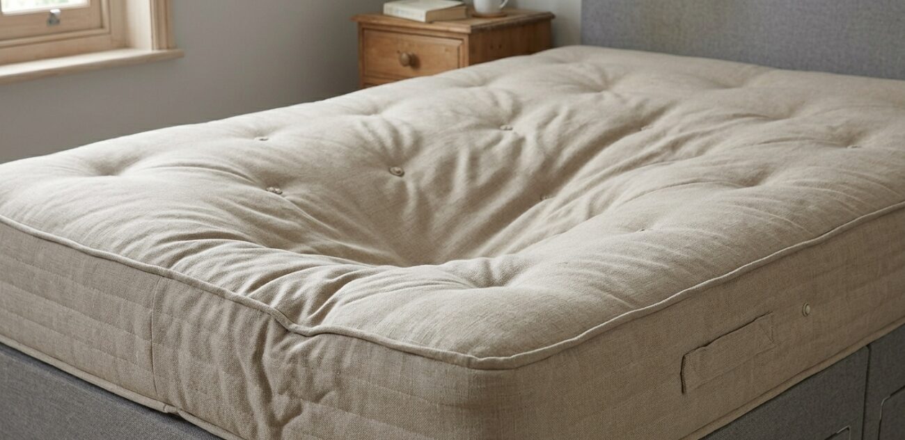 Sagging mattress on divan bed showing signs it needs replacement