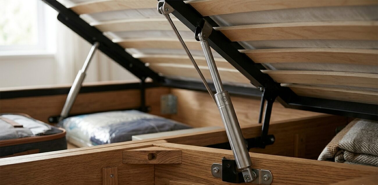 gas lift ottoman bed frame mechanism quality pistons inside base UK